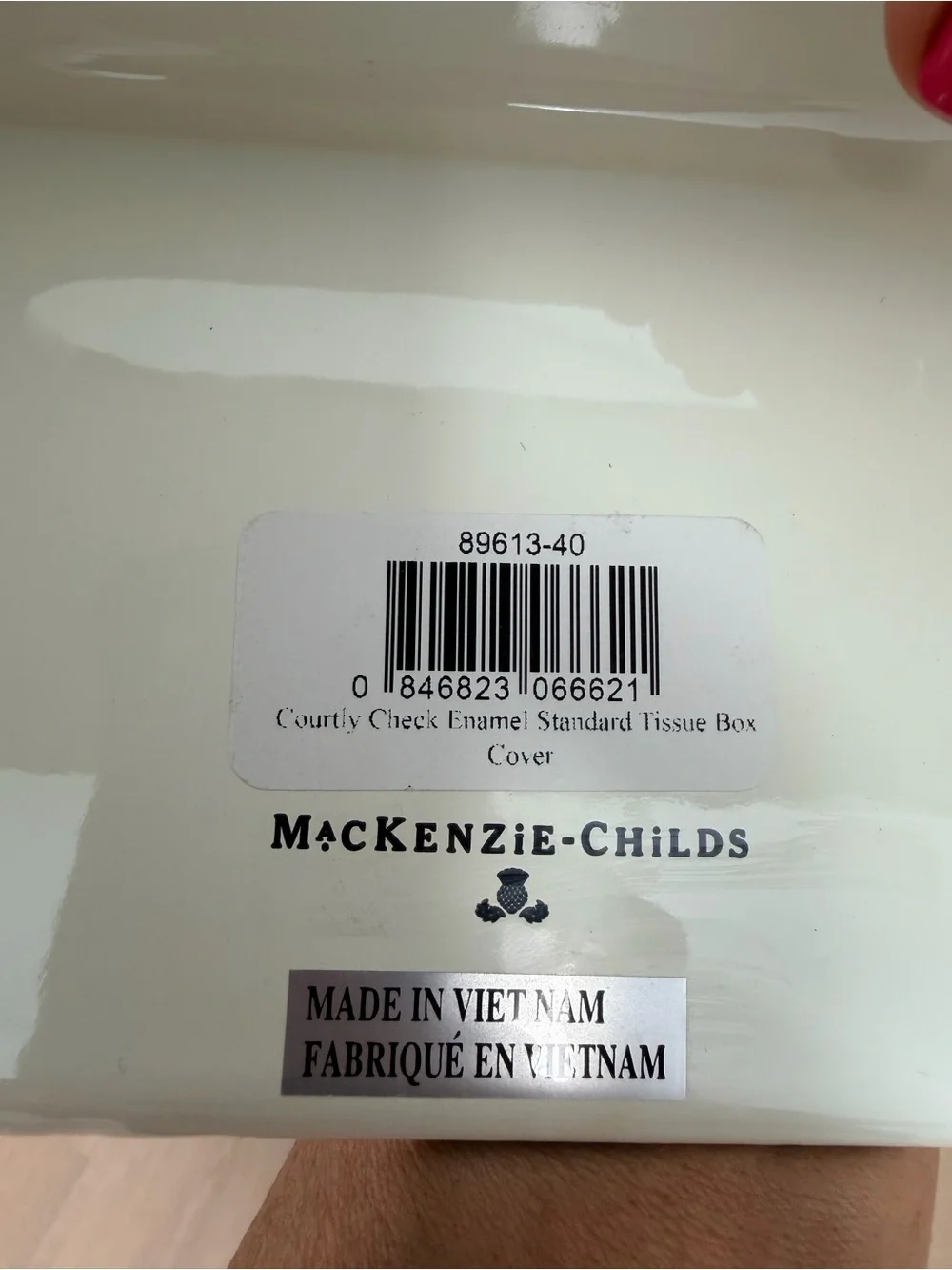 MacKenzie-Childs Cream Ceramic Tissue Box Cover